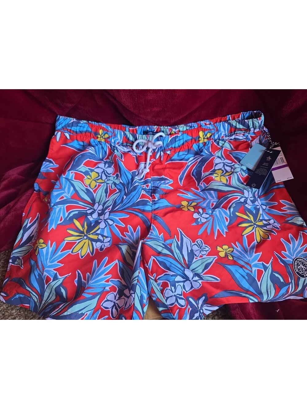 NEW Original Penguin Volley Swim/Board Shorts MENS XXL Hawaiian Print $65.00 NWT